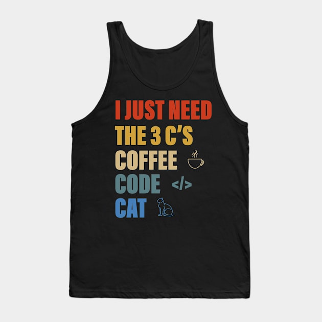 COFFEE CODE CAT Tank Top by Meow Meow Cat